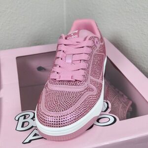 Limited Edition ALDO Barbie Pink Rhinestone Crystal Embellished Sneakers Sz 6.5